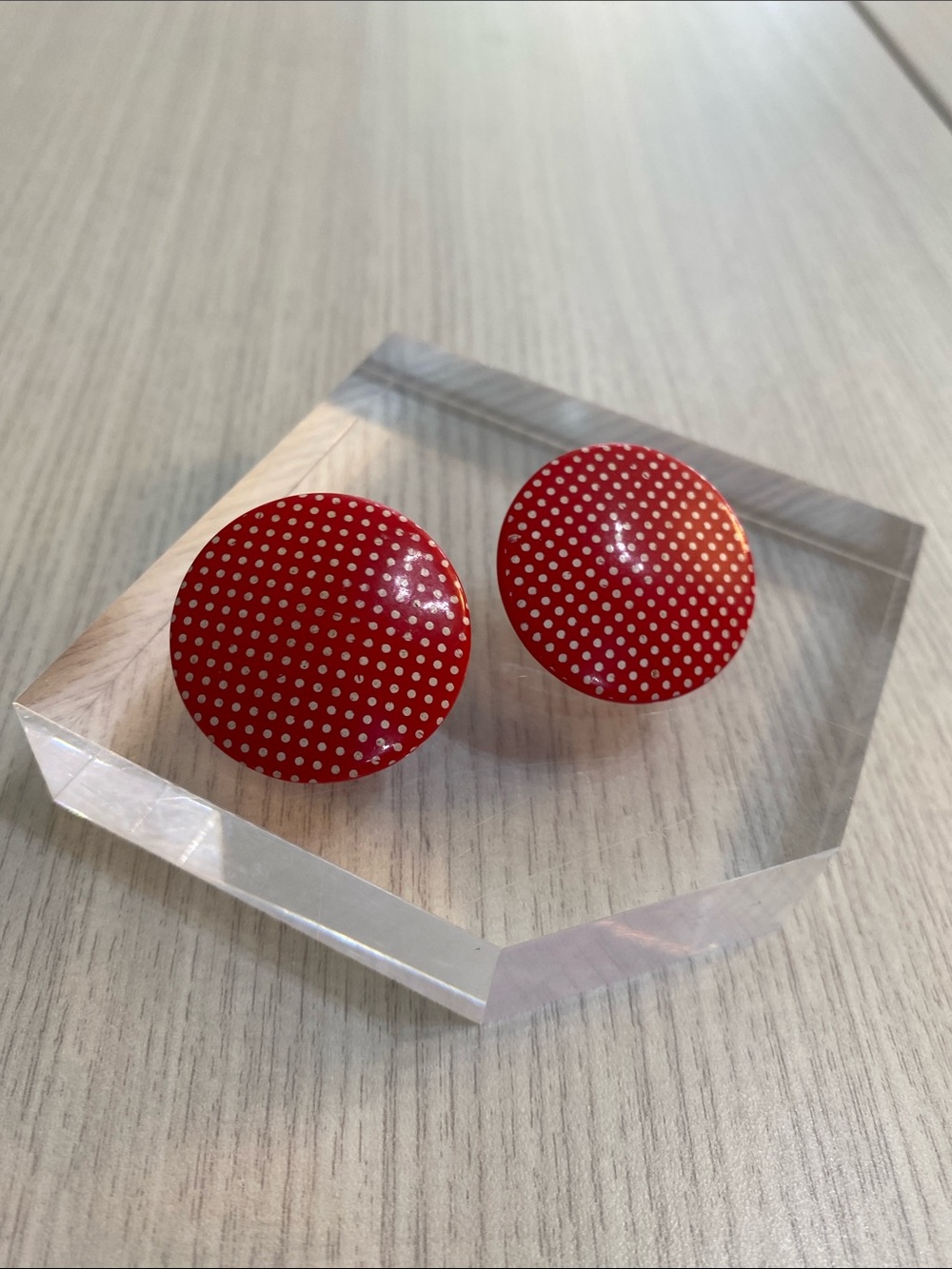 Red Polka Dot Round Earrings